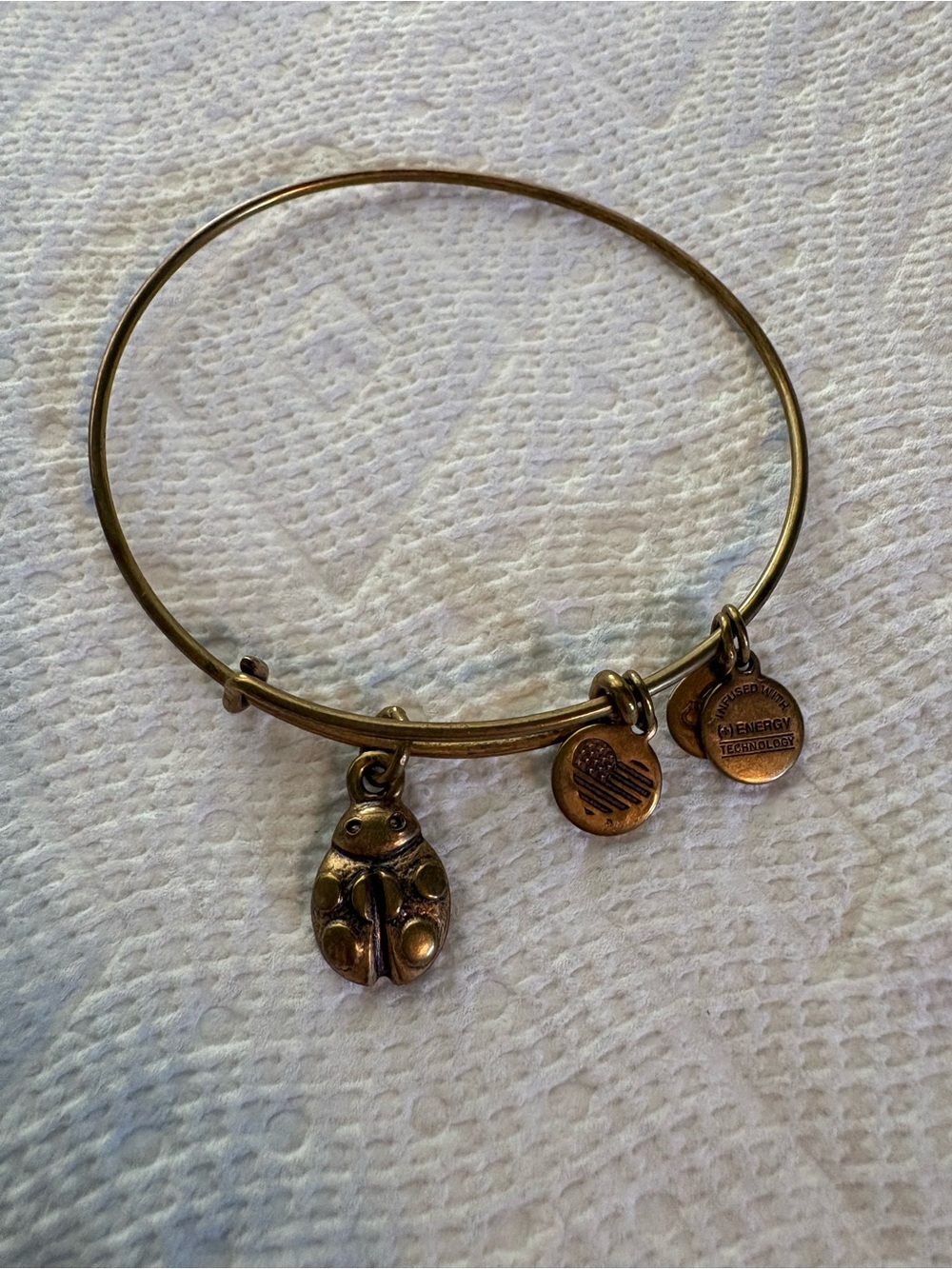 Alex and Ani Gold-Tone Ladybug Charm Expandable Bangle